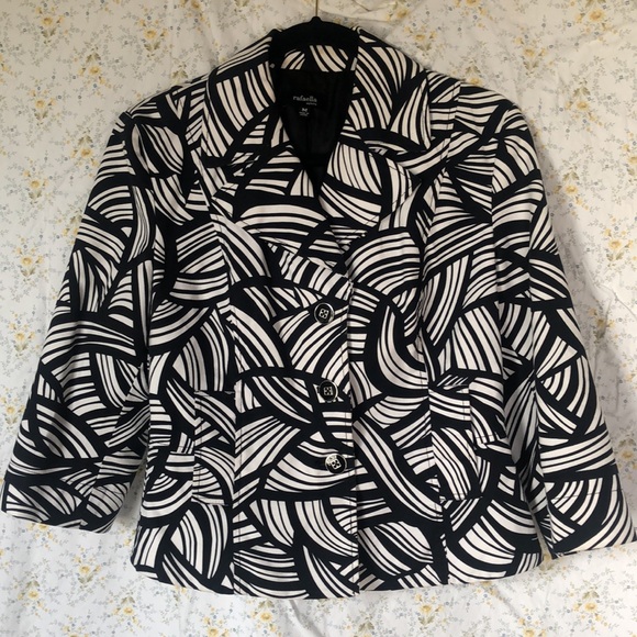 RAFAELLA black & white zebra striped print design women’s jacket. Size M. - Picture 6 of 8